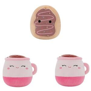 Squishmallows NWT Doy Toys Lot of 3 Emily Latte Deja Donut Squeak Crinkle Plush